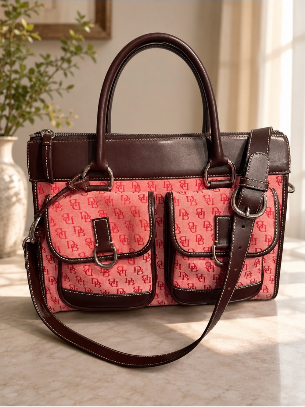 This Dooney & Bourke Signature Logo Double Pocket Tote